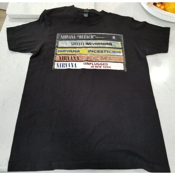 Nirvana Cassette Tapes In Utero Incesticide Bleach Nevermind T Shirt Size medium - Picture 1 of 9